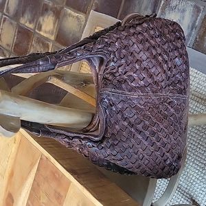 Italian Leather Woven Hobo Bag